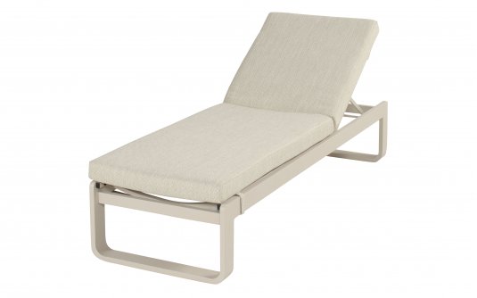 Aluminiowy jasnobezowy lezak ogrodowy z materacem Olefin MILANO Aluminiowy jasnobezowy lezak ogrodowy z materacem Olefin MILANO