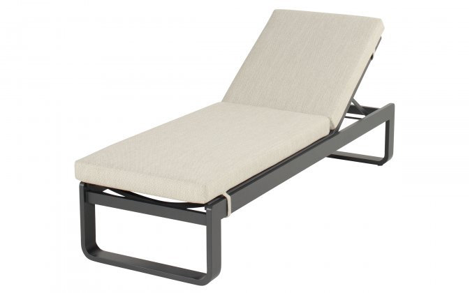 Aluminiowy grafitowy lezak ogrodowy z materacem Olefin MILANO