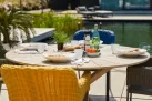 Okrągły sół teak średnica 150 cm PROVENCE wkładka kamienna