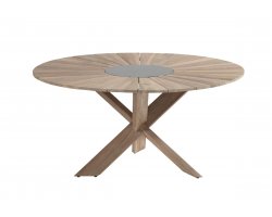 Okrągły sół teak średnica 150 cm PROVENCE wkładka kamienna