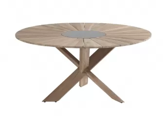 Okrągły sół teak średnica 150 cm PROVENCE wkładka kamienna