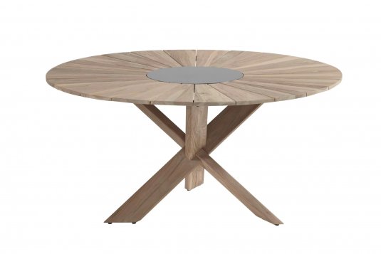 Okrągły sół teak średnica 150 cm PROVENCE wkładka kamienna