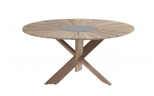 Okrągły sół teak średnica 150 cm PROVENCE wkładka kamienna
