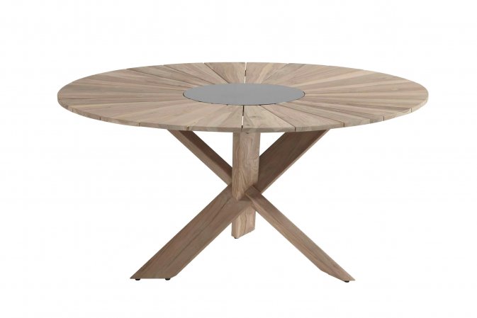 Okrągły sół teak średnica 150 cm PROVENCE wkładka kamienna