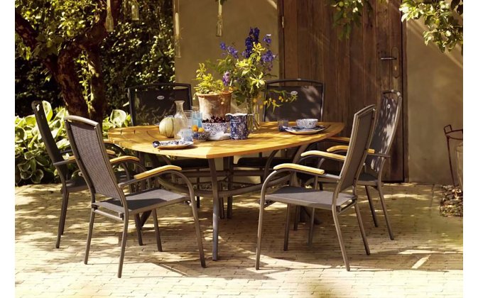 Zestaw do jadalni ogrodowej aluminiowo-teakowy TRIANGULAR Hartman