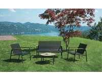 TARQUINIA zestaw ogrodowy stalowy kompozyt drewniany tekstylina grafitowy