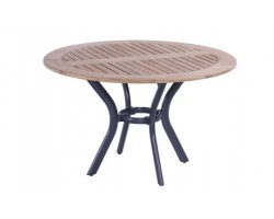 Okrągły stół ogrodowy o średnicy 120 cm nogi antracyt i blat teak SOUTH WALES