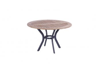 Okrągły stół ogrodowy o średnicy 120 cm nogi antracyt i blat teak SOUTH WALES