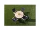 Okrągły stół ogrodowy o średnicy 120 cm nogi antracyt i blat teak SOUTH WALES