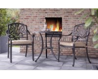 Komplet kawowy na balkon z odlewanego alumiinum AMALFI kolor brąz - beżowe poduszki