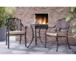 Komplet kawowy na balkon z odlewanego alumiinum AMALFI kolor brąz - beżowe poduszki