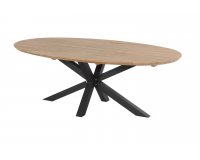 Owalny stół ogrodowy antracytowe nogi blat drewno teakowe STEPHANIE Hartman