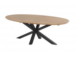 Owalny stół ogrodowy antracytowe nogi blat drewno teakowe STEPHANIE Hartman