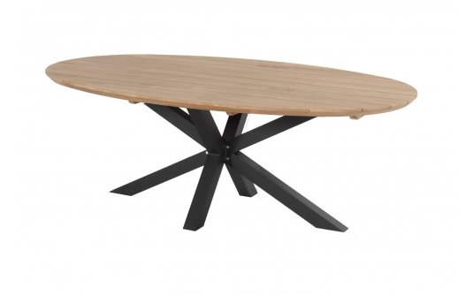 Owalny stół ogrodowy antracytowe nogi blat drewno teakowe STEPHANIE Hartman Owalny stół ogrodowy antracytowe nogi blat drewno teakowe STEPHANIE Hartman