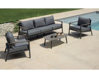 CADICE zestaw wypoczynkowy ogrodowy aluminium marmur drewno antracytowy