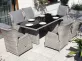 jasnoszary komplet obiadowy 200x100 cm z 6 fotelami z rozkładanymi oparciami