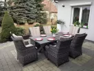 komplet stołowy szarobrazowy fotele Santelia