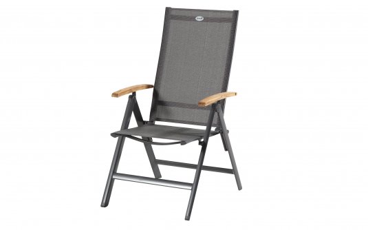 Krzesło ogrodowe ARUBA Hartman z regulowanym oparciem, aluminium + podlokietnki teak, szer. 61 cm, kolor antracytowy