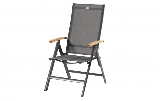 Krzesło ogrodowe ARUBA Hartman z regulowanym oparciem, aluminium + podlokietnki teak, szer. 61 cm, kolor antracytowy Krzesło ogrodowe ARUBA Hartman z regulowanym oparciem, aluminium + podlokietnki teak, szer. 61 cm, kolor antracytowy