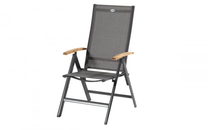 Krzesło ogrodowe ARUBA Hartman z regulowanym oparciem, aluminium + podlokietnki teak, szer. 61 cm, kolor antracytowy