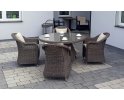 Zestaw stołowy na taras KUMBANG 110 okrągły stół 110 4 fotele z technorattanu