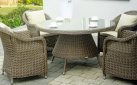 Zestaw stołowy na taras KUMBANG 110 okrągły stół 110 4 fotele z technorattanu