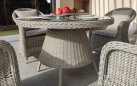 Zestaw stołowy na taras KUMBANG 110 okrągły stół 110 4 fotele z technorattanu jasnoszarego
