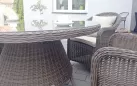 Zestaw stołowy na taras KUMBANG 110 okrągły stół 110 4 fotele z technorattanu