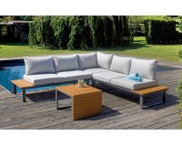 SAINT TROPEZ zestaw ogrodowy narożny aluminium resin wood antracytowy