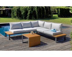 SAINT TROPEZ zestaw ogrodowy narożny aluminium resin wood antracytowy