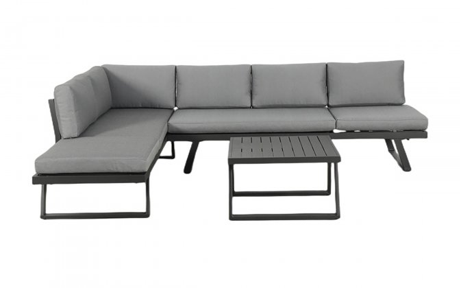 TUNISI zestaw ogrodowy narożny aluminium antracytowy z leżanką