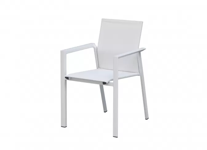 białe sztaplowane ekskluzywne krzesło ogrodowe aluminiowe