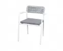 krzesło obiadowe nowoczesne z poduszką aluminium białe