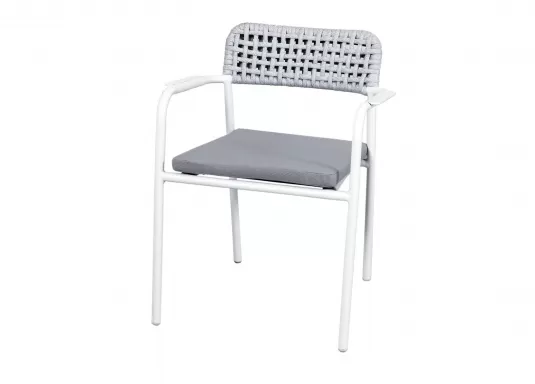 krzesło obiadowe nowoczesne z poduszką aluminium białe