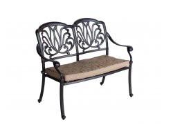 aluminiowa piękna ławka ogrodowa z poduszką ogrodowa hartman