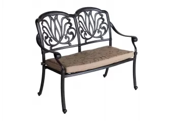 aluminiowa piękna ławka ogrodowa z poduszką ogrodowa hartman