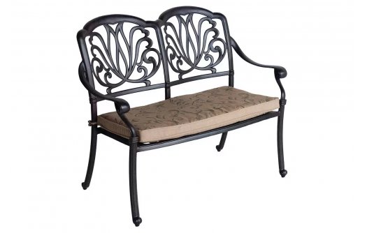 aluminiowa piękna ławka ogrodowa z poduszką ogrodowa hartman