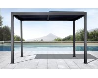 Pergola lamelowa aluminiowa 4×4 m TEXAS z regulacją i odpływem – antracyt