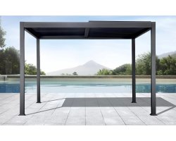 Pergola lamelowa aluminiowa 4×4 m TEXAS z regulacją i odpływem – antracyt