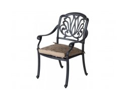 Stylowy fotel z podłokietnikami z odelwu aluminiowego kolor brąz AMALFI