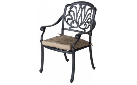 Stylowy fotel z podłokietnikami z odelwu aluminiowego kolor brąz AMALFI