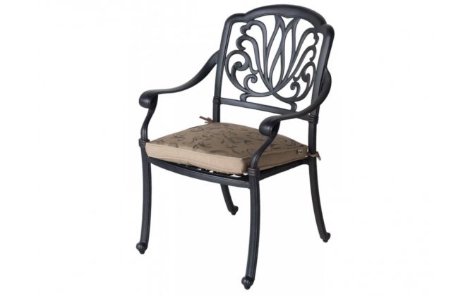 Stylowy fotel z podłokietnikami z odelwu aluminiowego kolor brąz AMALFI