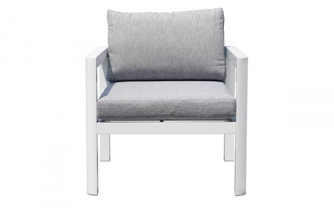 MARSIGLIA fotel ogrodowy aluminiowy z poduszką biały