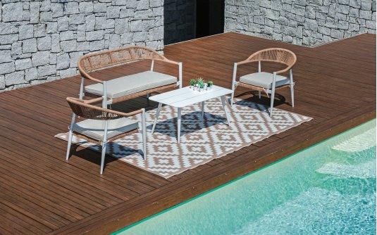 MILANO zestaw ogrodowy aluminium technorattan biały MILANO zestaw ogrodowy aluminium technorattan biały