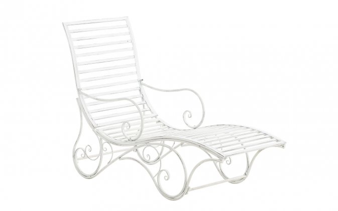 leżak metalowy w stylu retro AMICA biały patynowany