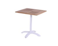 Biały stół składany Hartman 70×70 teak aluminium bistro składany taras balkon