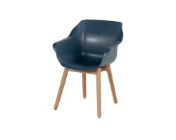 2x Krzesło ogrodowe SOPHIE Hartman z podstawą z drewna teak i ergonomiczne siedzisko ciemnoniebieskie