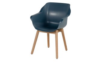 2x Krzesło ogrodowe SOPHIE Hartman z podstawą z drewna teak i ergonomiczne siedzisko ciemnoniebieskie