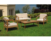 RIACE zestaw wypoczynkowy ogrodowy teak FSC 2 fotele sofa stolik