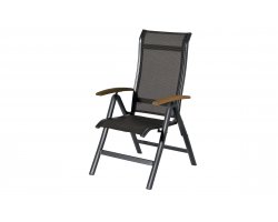 Krzesło ogrodowe ALICE regulowane aluminium teak szerokość 63 cm kolor antracytowy